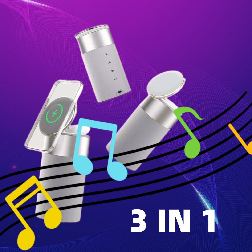 3 In 1 Multi-Function IPhone And AirPods Wireless Charger Bluetooth Speaker With Touch Lamp