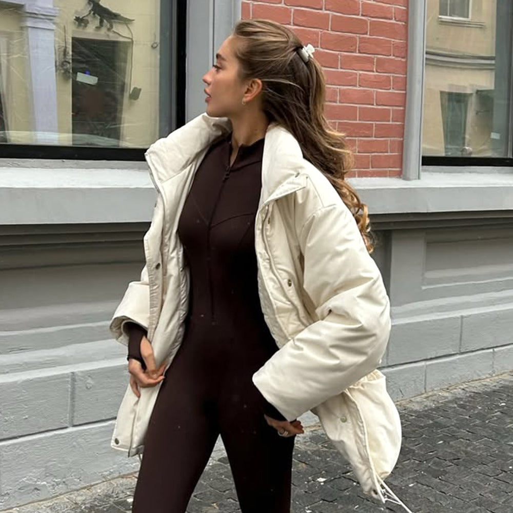 Slim-fit Cotton Padded Drawstring Waist Tight Jacket