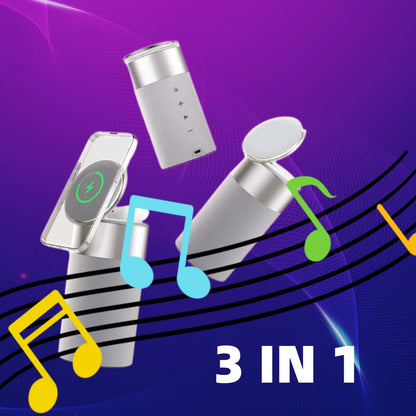 3 In 1 Multi-Function IPhone And AirPods Wireless Charger Bluetooth Speaker With Touch Lamp