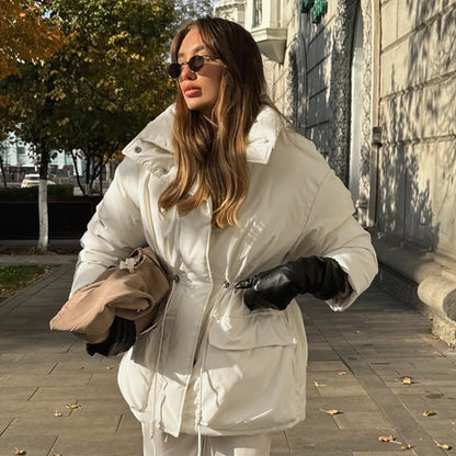 Slim-fit Cotton Padded Drawstring Waist Tight Jacket