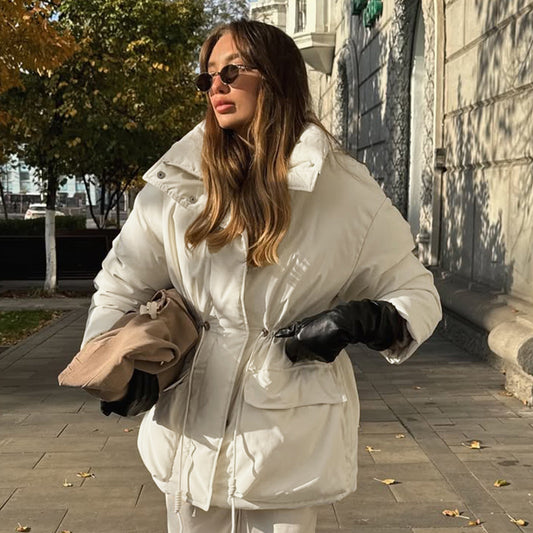 Slim-fit Cotton Padded Drawstring Waist Tight Jacket